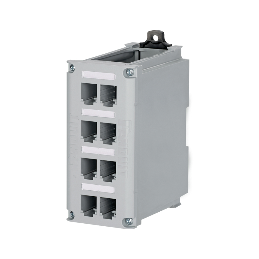 Product image for Enclosure 8-Port DIN rail copper patch panel