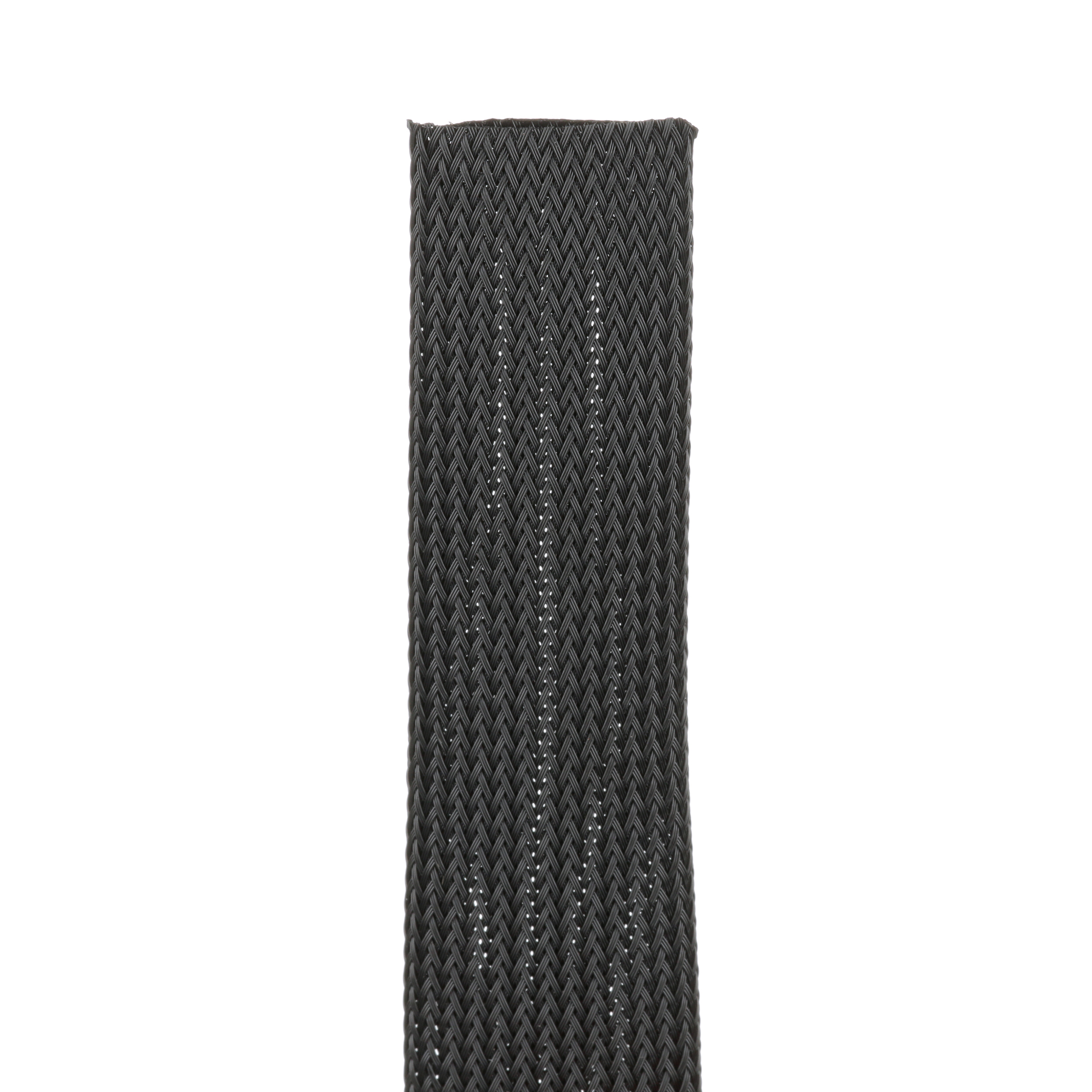 Product image for Pan-Wrap™ SE125PSC-LR0 Fray Resistant Sleeving, Black, PET, 1.25" Nom Dia., 50'