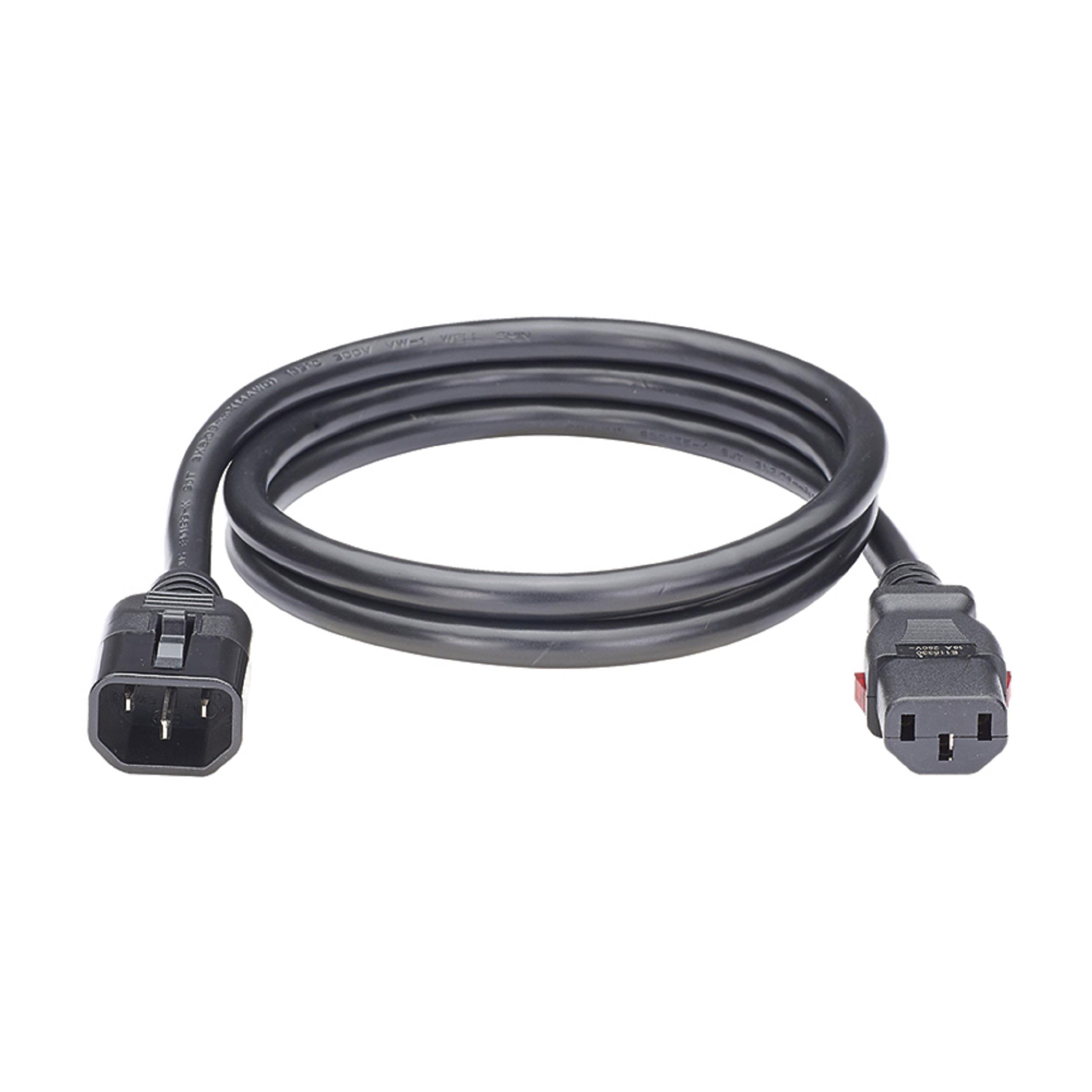 Product image for Dual-Locking IT Power Cord, IEC C14 to IEC C13, 6 feet (1.8m), Black, 10 pack