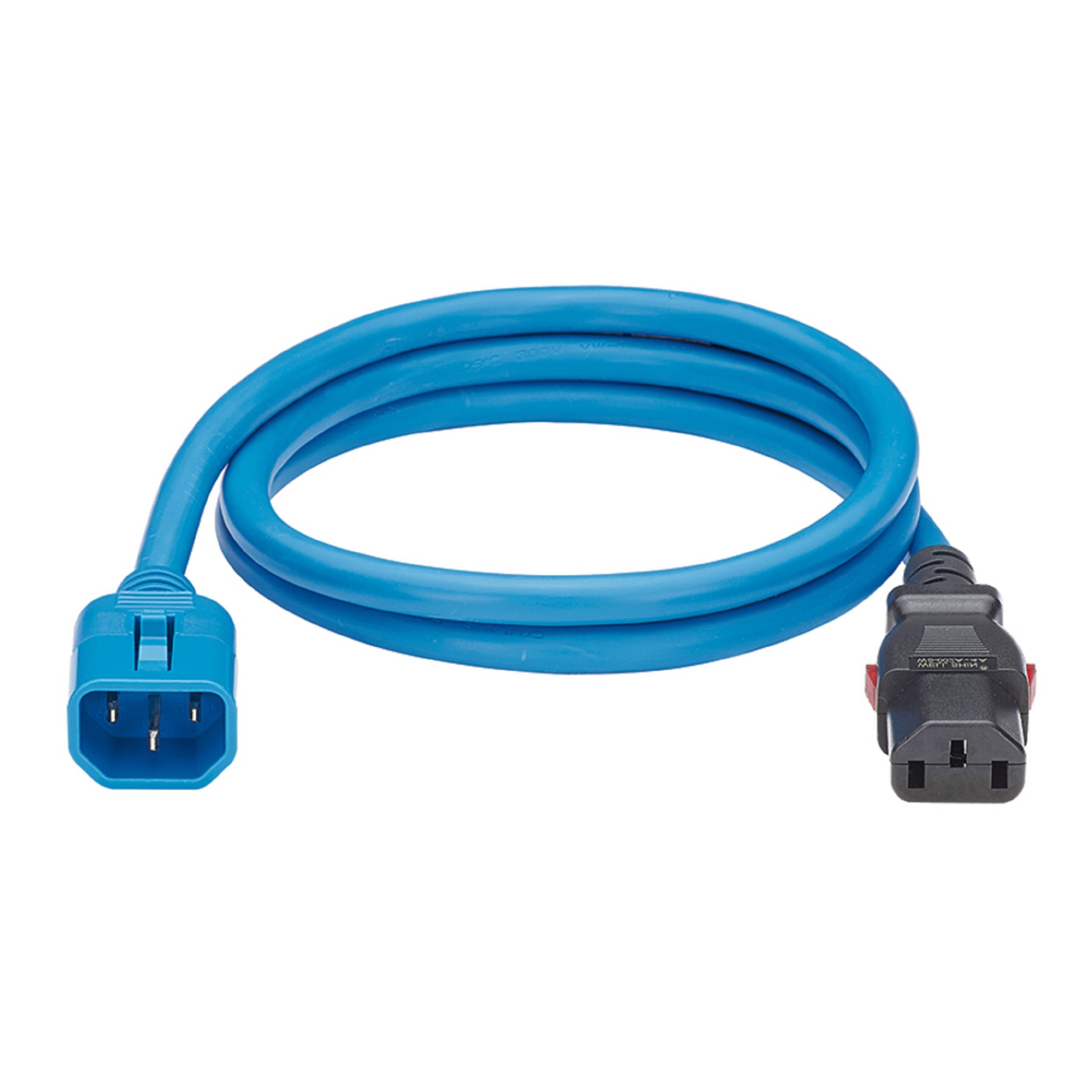 Product image for Dual-Locking IT Power Cord, IEC C14 to IEC C13, 6 feet (1.8m), Blue, 10 pack