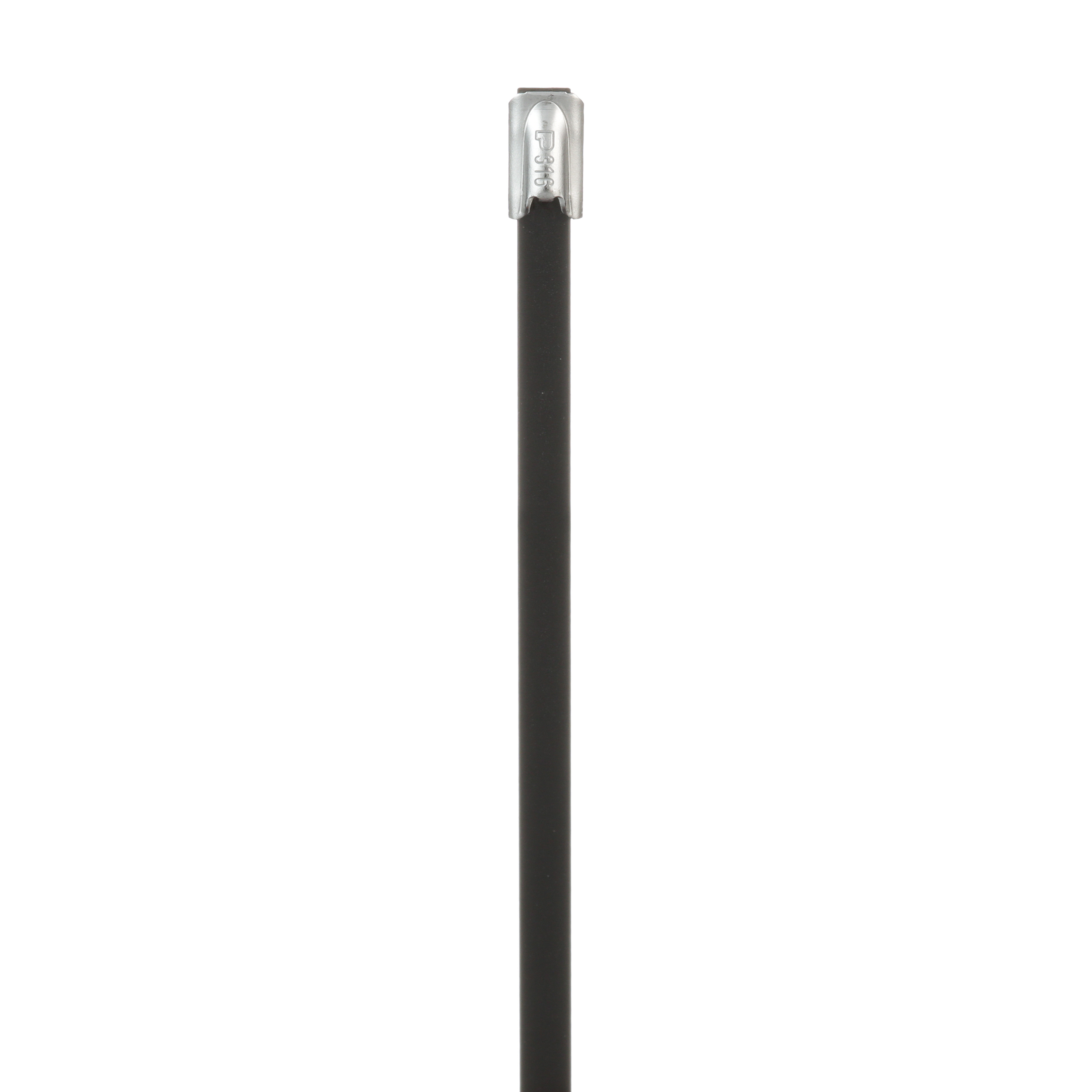 Product image for PANDUIT MLTFC2S-CP316 TYRAP METAL TIE PANSTEEL 316SS POLY STD 7.9" BLACK 100/PACK