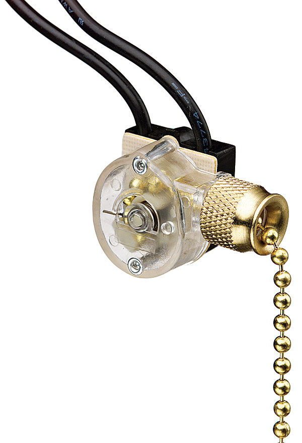 Product image for IDEAL 774031 SWITCH PULL-CHAIN SPST NICKEL-PLATED ON-OFF 2POS-2WIR W/WIRE LEADS 6A/125V 3A/250VAC