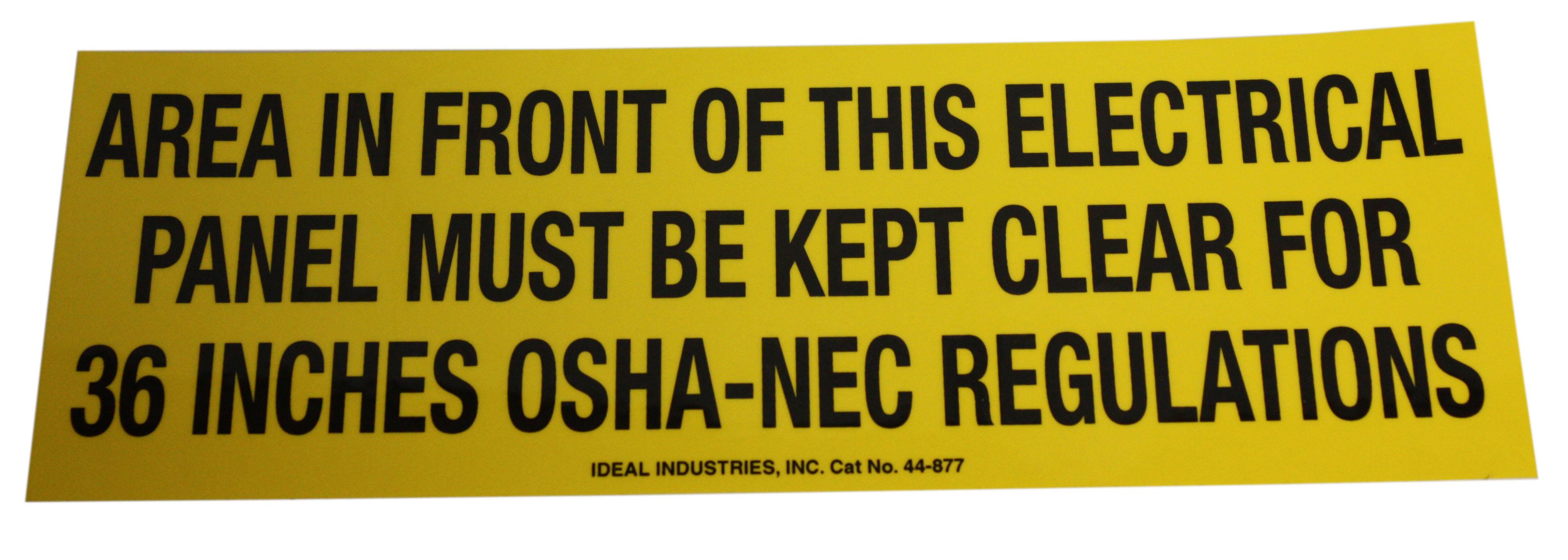 Product image for SAFETY SIGN,IDEAL,SELF-STICKING,LOCKOUT,NATIONAL ELECTRIC CODE,POLYESTER