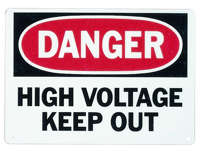 Product image for SAFETY SIGN,IDEAL,SELF-STICKING,LGND: DANGER - HIGH VOLTAGE - KEEP OUT,POLYESTER