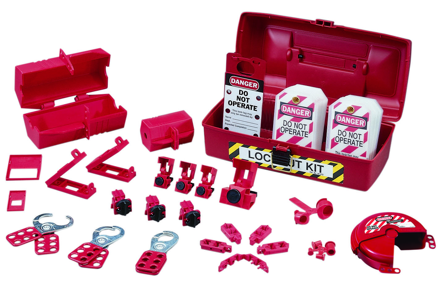 Product image for LOCKOUT OR TAGOUT KIT,IDEAL,PLANT FACILITY,POLYPROPYLENE,36 PIECES