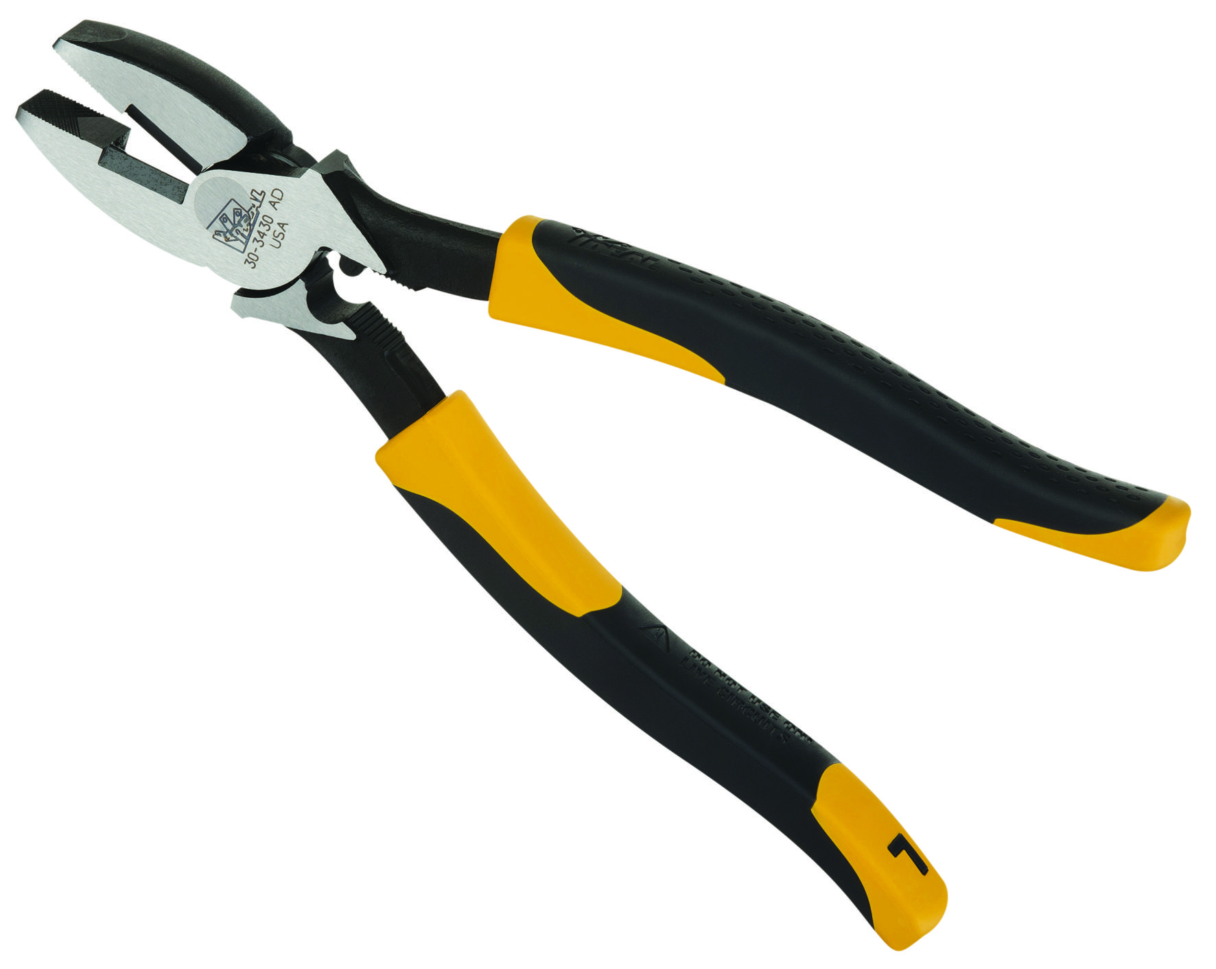 Product image for IDEAL 30-3430 TOOL CUTTERS 9-1/2" SIDE LINESMAN PLIER W/ NE NOSE W/ SMART GRIP CRIMP DIE HIGH LEVERAGE