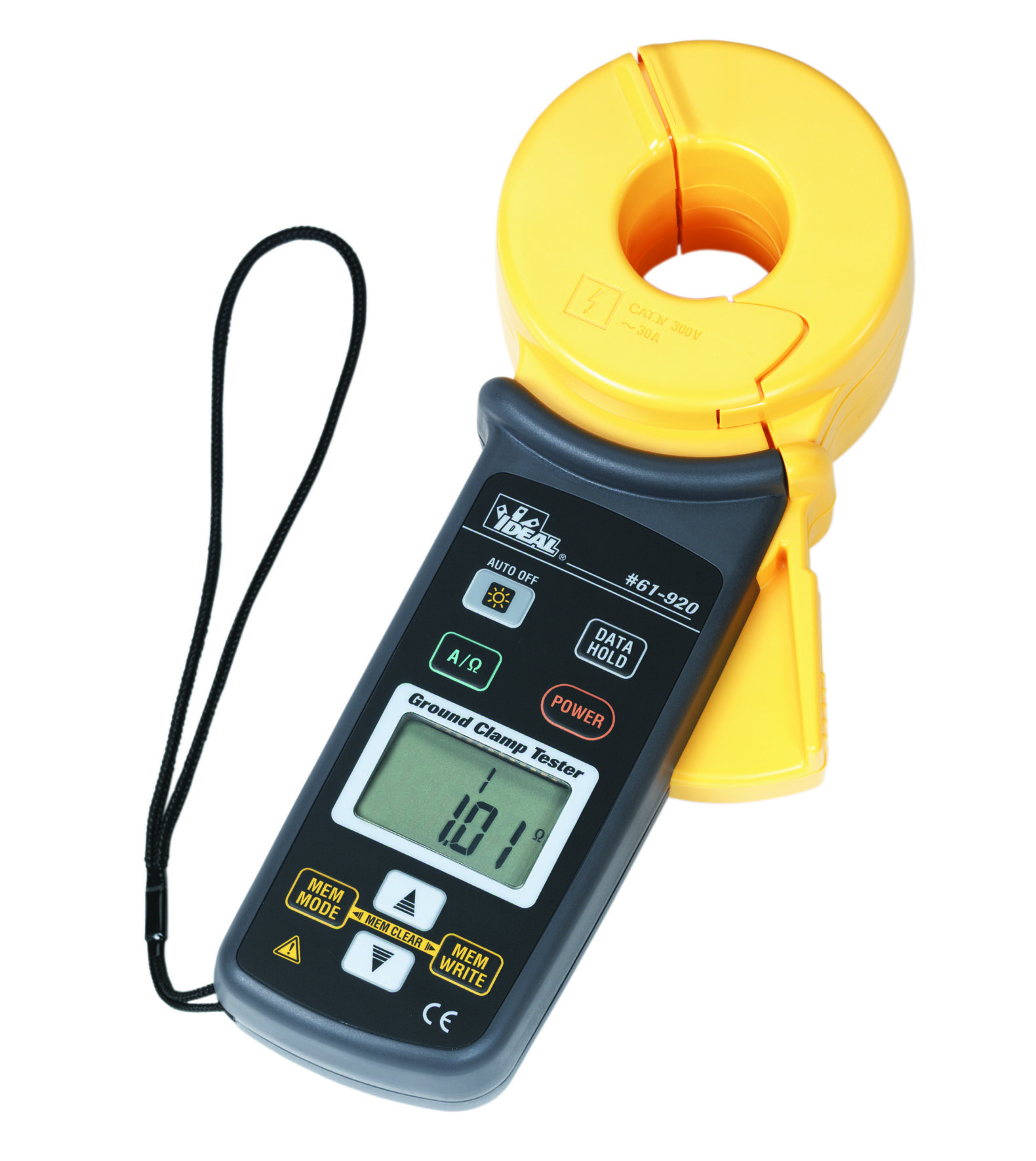 Product image for GROUND RESISTANCE CLAMP METER,IDEAL,CAT III,0.1 TO 1200 OHM GND RESISTANCE RANGE