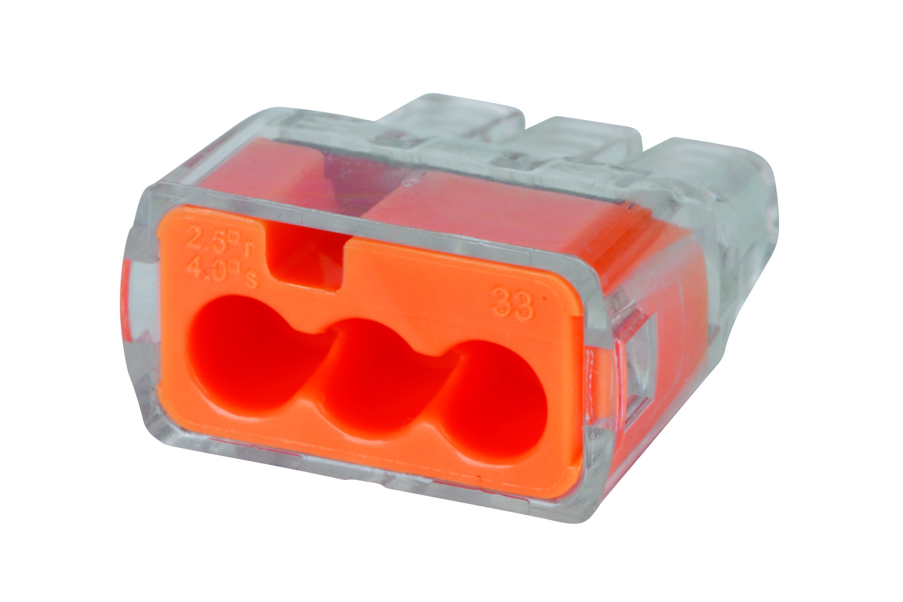 Product image for IDEAL 30-1033J CONNECTOR PUSHIN ORANGE 3PORT #12G- #18G CU 250PC/JR