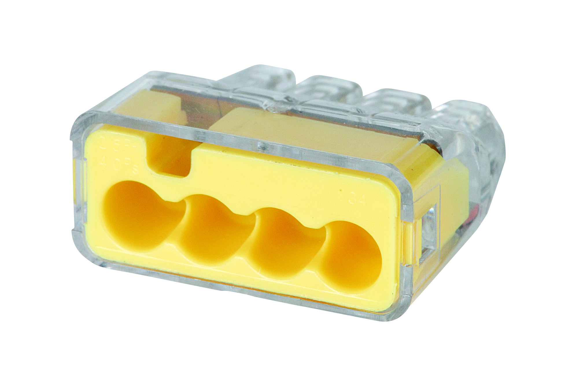 Product image for IDEAL 30-1034J CONNECTOR PUSHIN YELLOW 4PORT #12G- #18G CU 200PC/JR