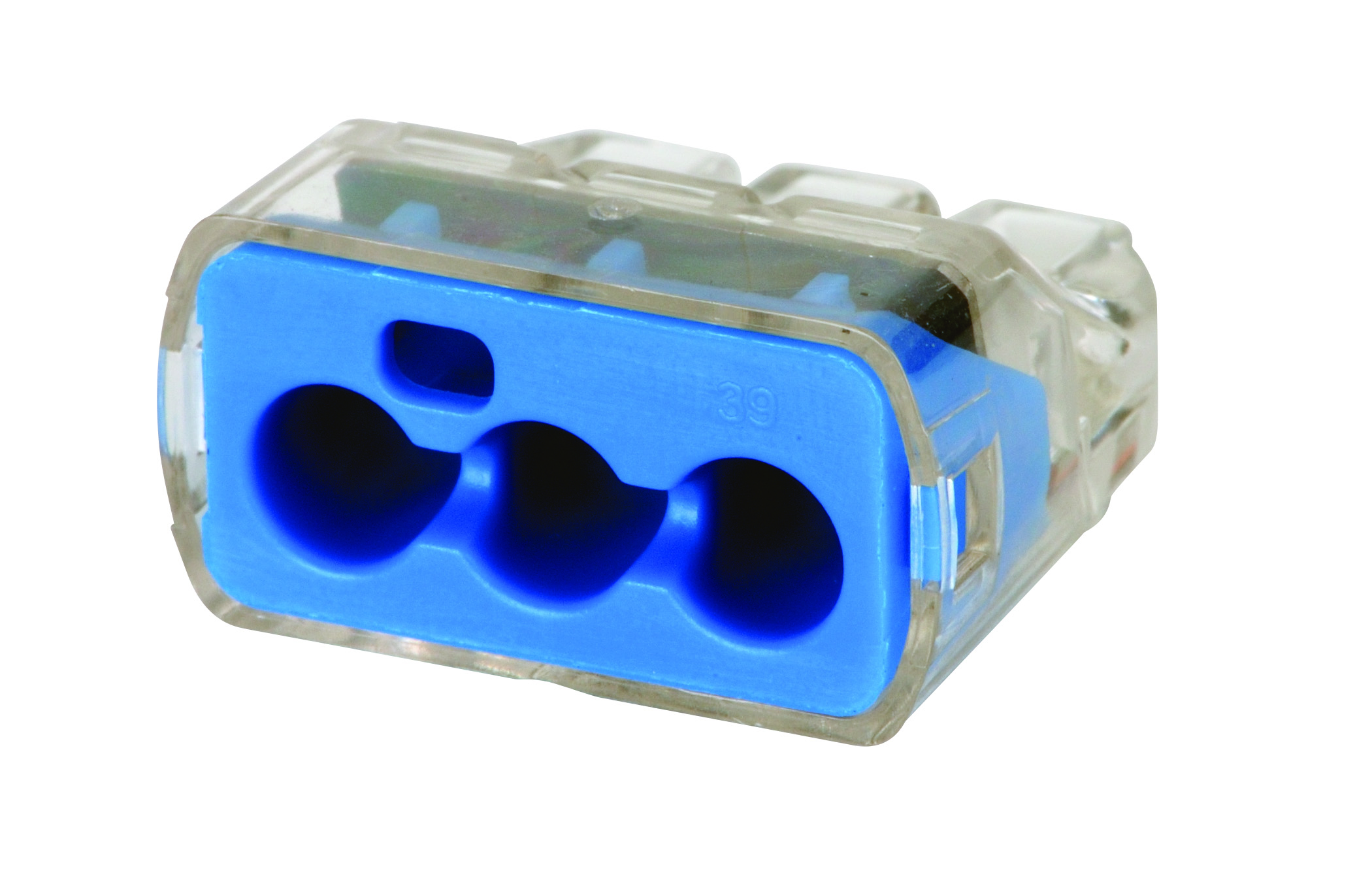 Product image for IDEAL 30-1039J CONNECTOR PUSHIN BLUE 3PORT #10G CU 150PC/JR