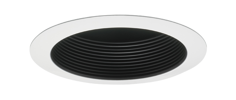 Product image for Baffle shower black 5in with white trim ring