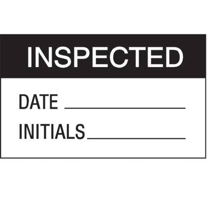 Product image for WARNING LABELS,'INSPECTED',BL/WH,PK1