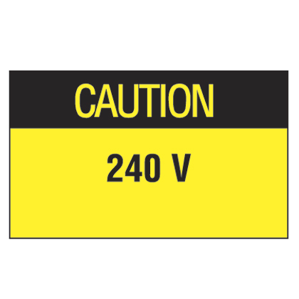 Product image for WARNING LABELS,'CAUTION 240V',BL/YL,PK1