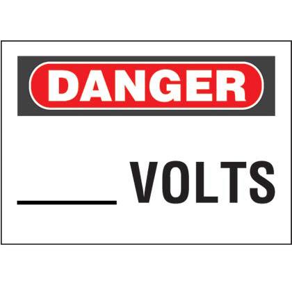 Product image for SIGN,DANGER,____ VOLTS,RD/BL/WH,7X10,EA