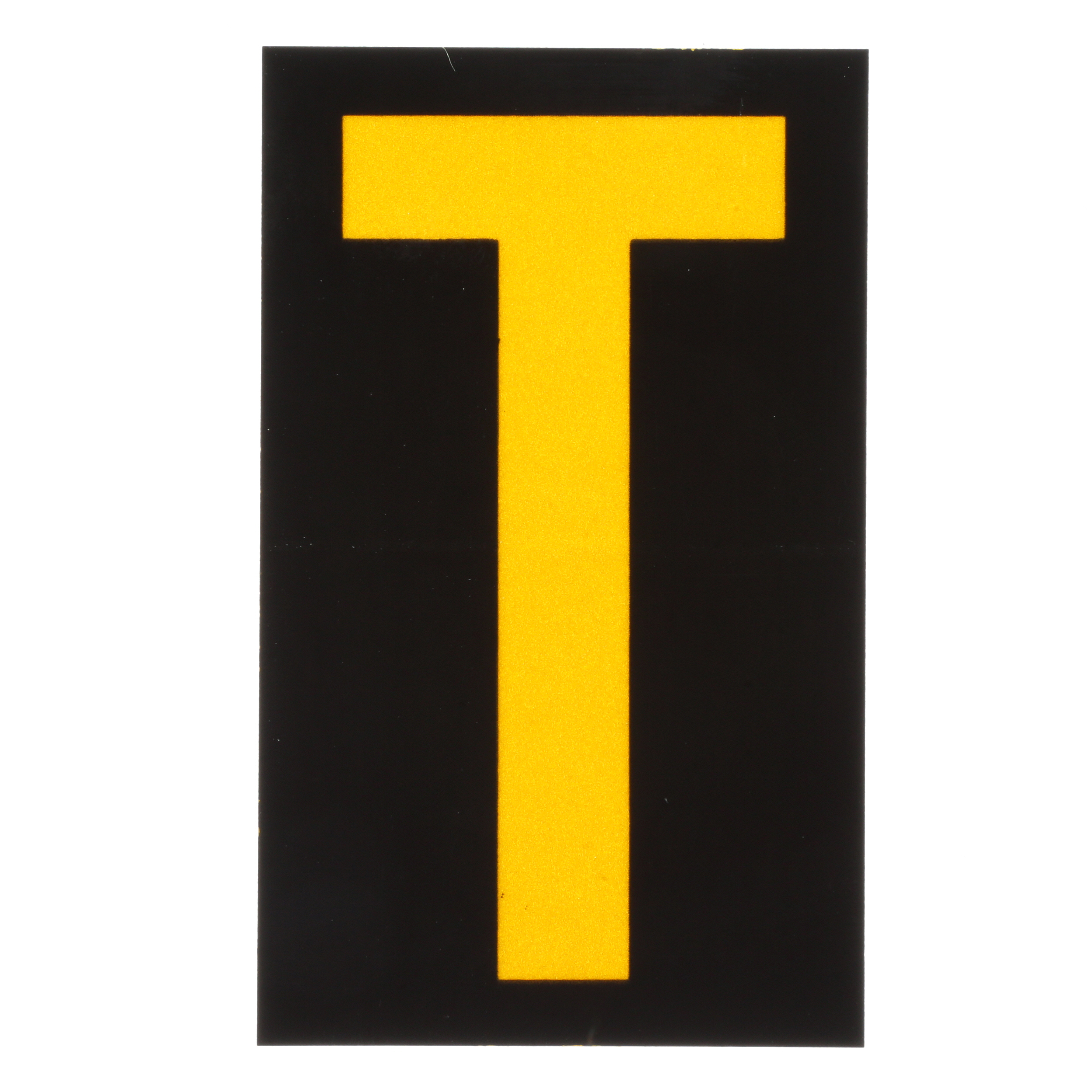 Product image for REFLECTIVE LETTER,'T',2.50"H,YL/BL,PK25