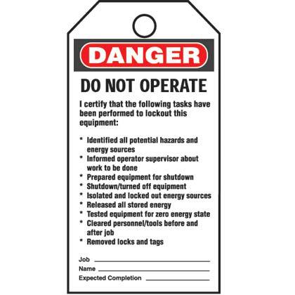 Product image for TAG,DNGR DNT OPER I CERT,RD/BL/WH,PK5
