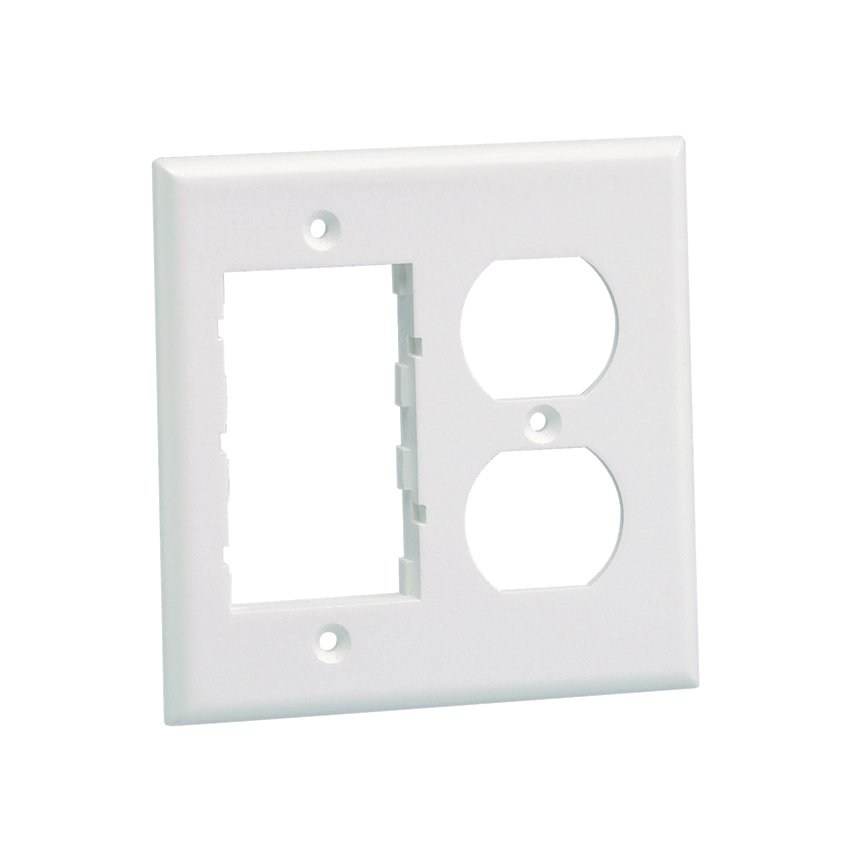 Product image for FACEPLATE,DUPLEXCOMM,WH,2-GANG,EA