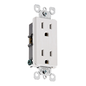 Product image for 15 Amp, 125 Volt, NEMA 5-15R, 2P, 3W, Decora Duplex Receptacle, Straight Blade,