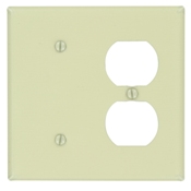 Product image for Wallplate standard 2-gang 1-duplex 1-blank metal ivory