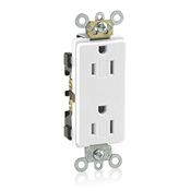 Product image for 15 Amp, 125 Volt, NEMA 5-15R, 2P, 3W, Decora Plus Duplex Receptacle, Straight