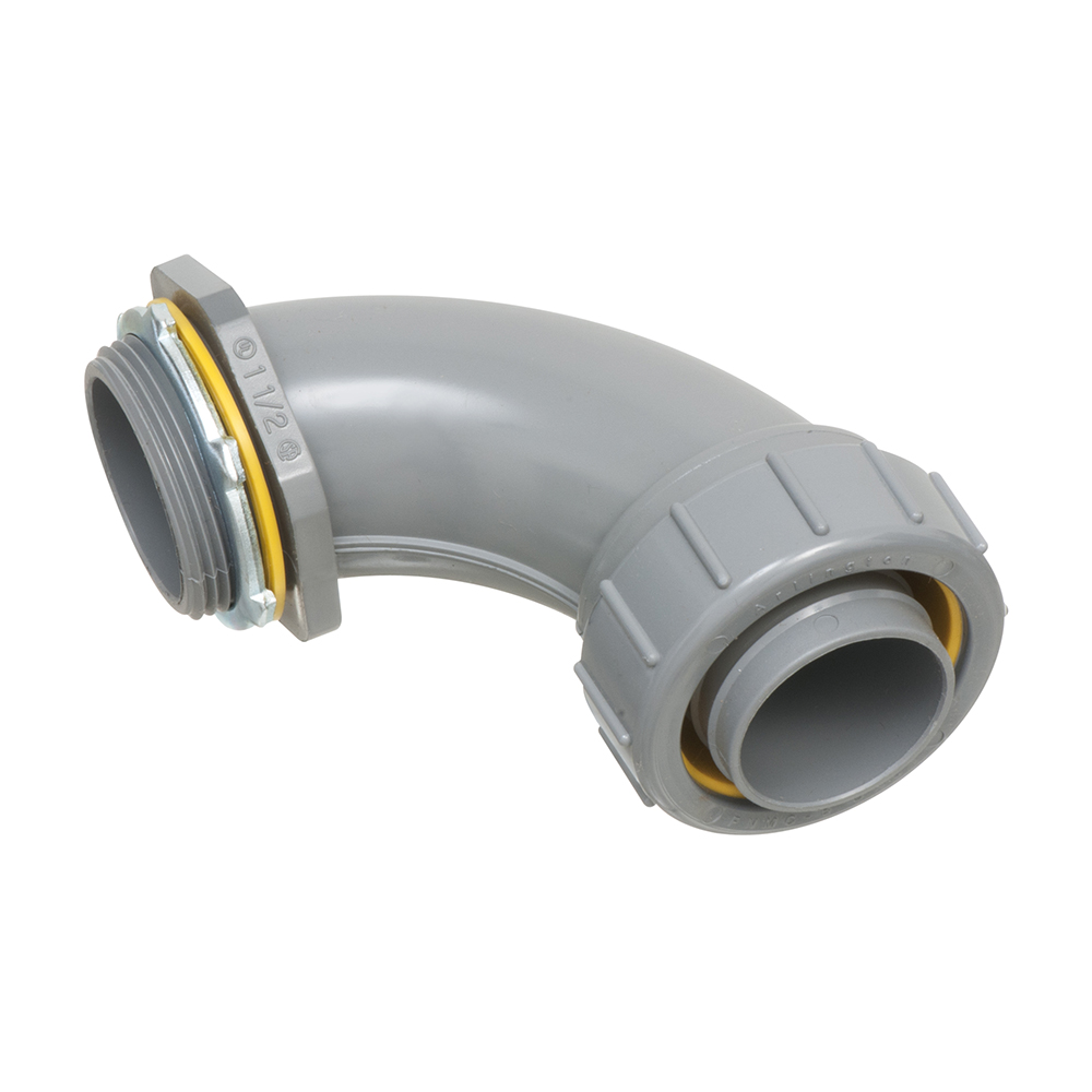 Product image for ARLINGTON NMLT90150 CONNECTOR 1-1/2"LT SNAP2IT 90 DEGREE LIQUIDTITE
