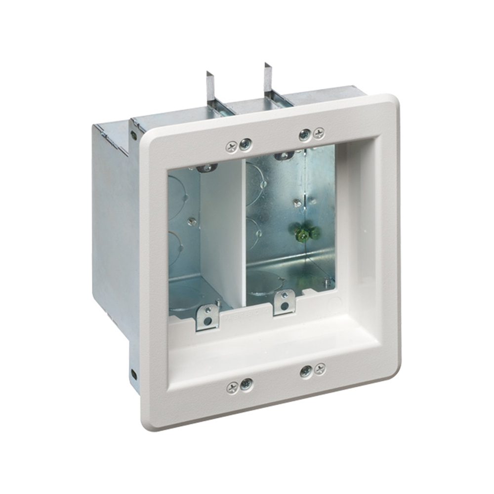Product image for ARLINGTON TVBS505 BOX 2GANG STEEL W/ WHITE NON METALLIC TRIM COVER