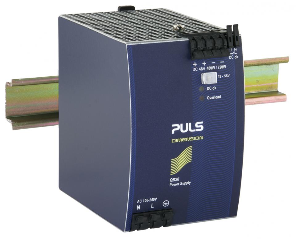 Product image for PULS QS20.481 POWER SUPPLY INPUT 100-240VAC OUTPUT 48-55VDC 10A