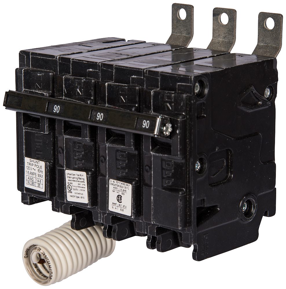 Product image for 50A 3P BRKR 10K C/W 120V SHUNT TRIP