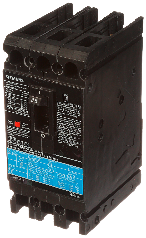 Product image for Breaker Sentron 3P 35A 600V typeED6-30KA