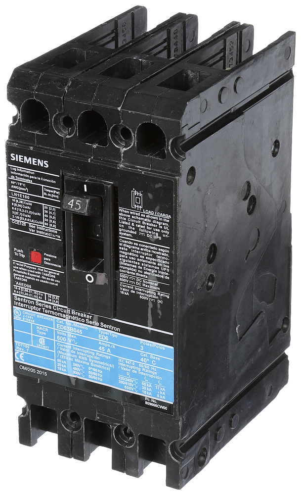 Product image for ED MCCB,18kA@600V,3P,45A,STD,TM,STD IC