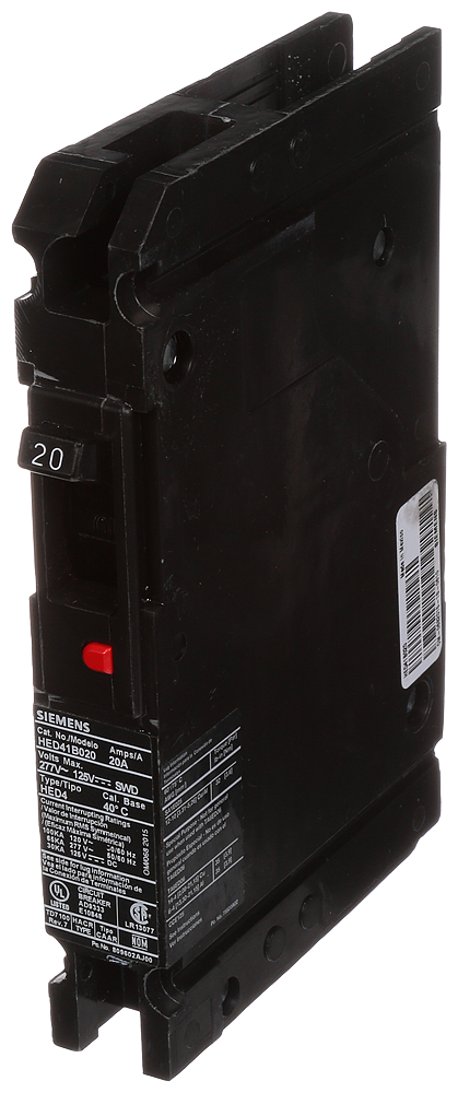 Product image for MCCB, 1 POLE, 277VAC, 20A, HIGH I.C.