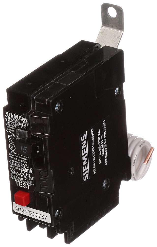 Product image for BLEH MCCB,1P,120V,15A,22kA,GFCI (30mA)