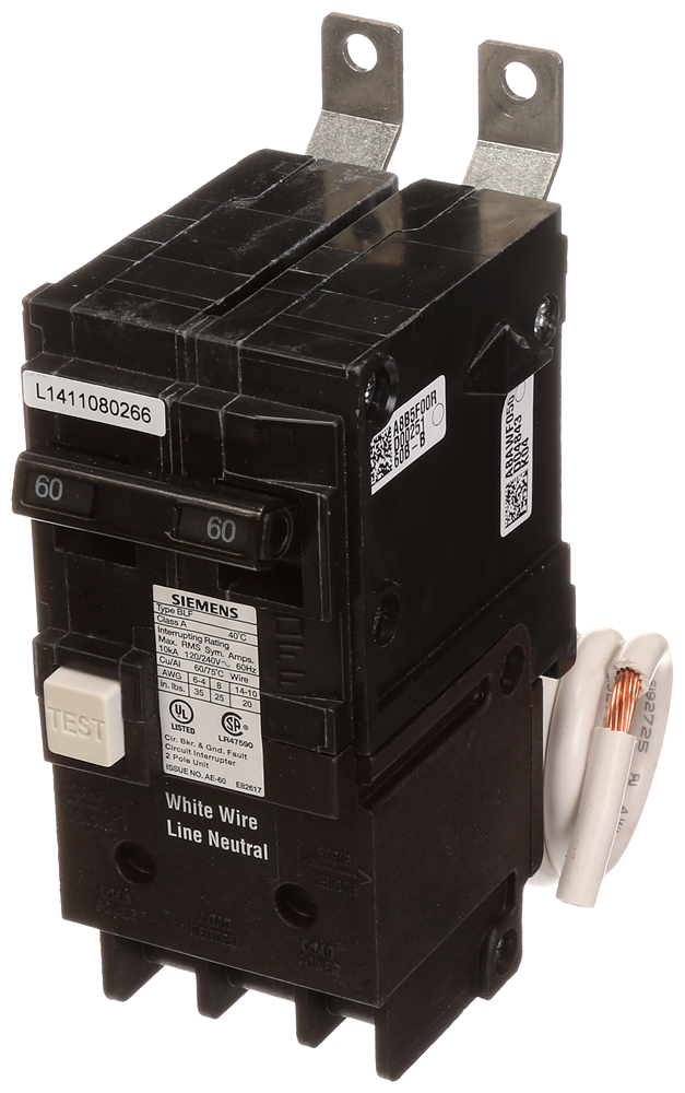 Product image for Circuit breaker 2 pole 50A bolt-on GFCI 5mA