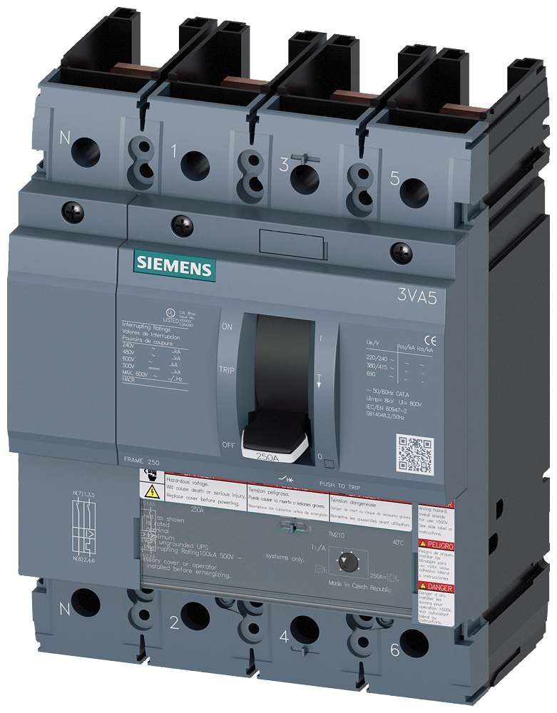 Product image for 3VA5,FS250A,4P,150A,18kA@600V,TM210,FTFM