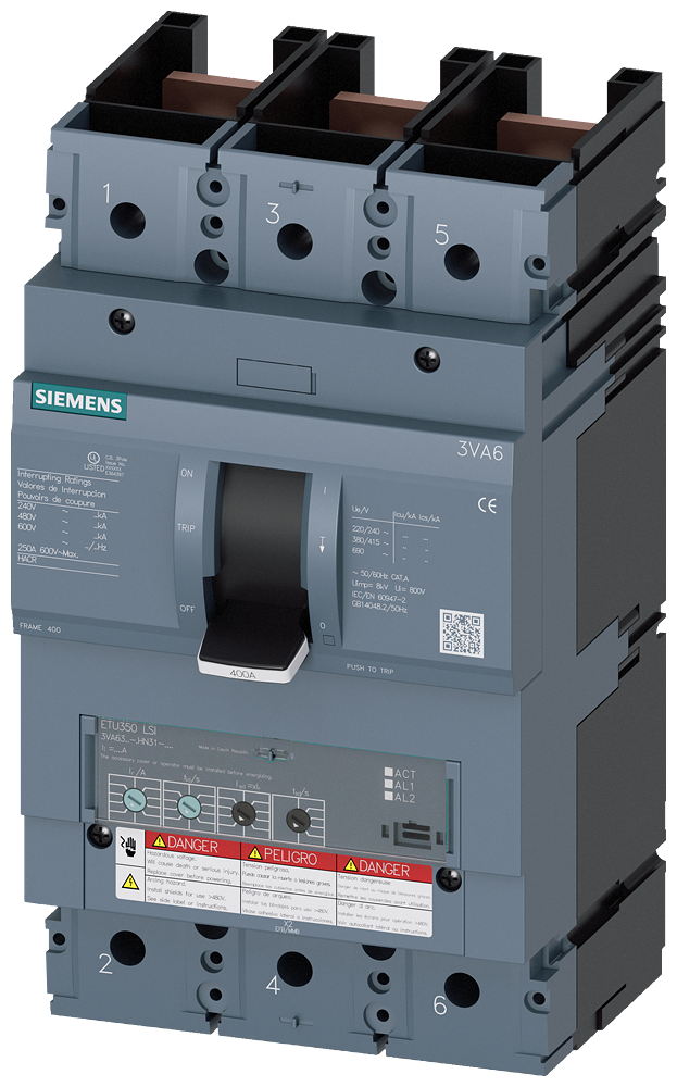 Product image for 3VA6,FS400A,3P,400A,18kA@600V,ETU350,LSI