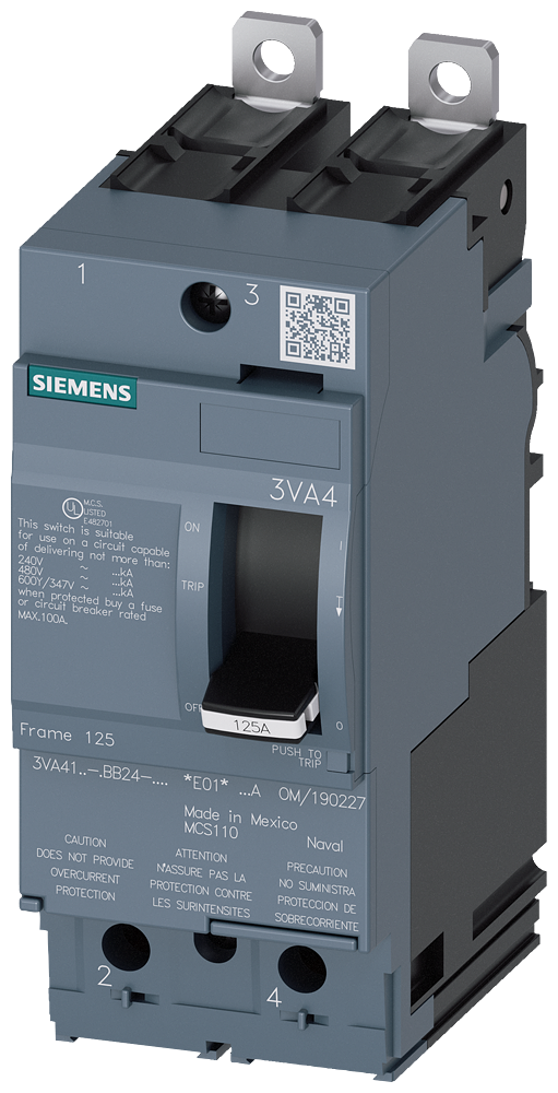Product image for SIED 3VA4195-5ED24-0AA0 BREAKER 3VA4 FRAME 2POLE 15A