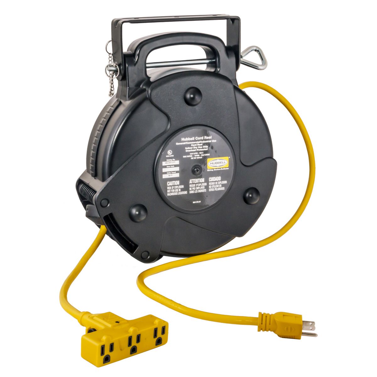 HUB HBLC40123TT CORDREEL 40FT 12/3 TRIPPLE TAP 15A 125V CORD