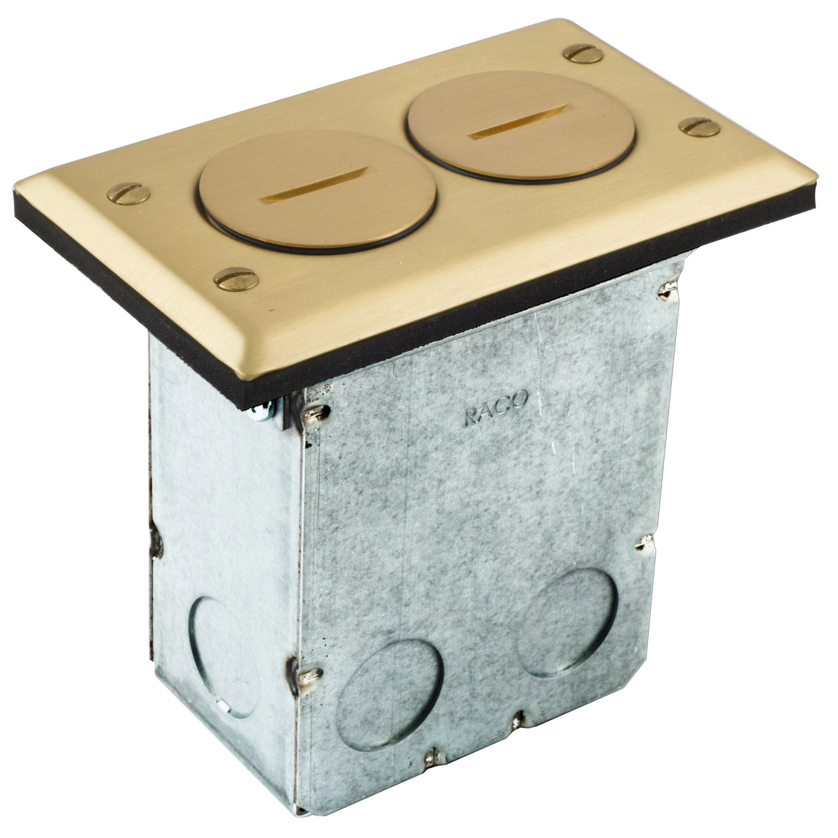 Product image for FLOOR BOX KIT, 15A DUPLEX, BRASS