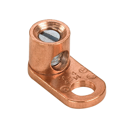 Product image for Pan-Lug™ ML1/0-LY Mech Con-Lugs, Copper, Strt, One 5/16" Stud, PK50