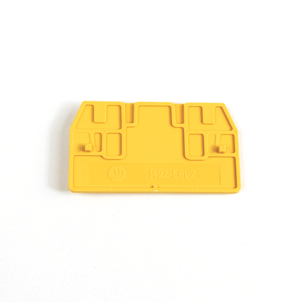 Product image for Barrier end for spring clamp terminal block yellow 0.08x1.14x2.03"