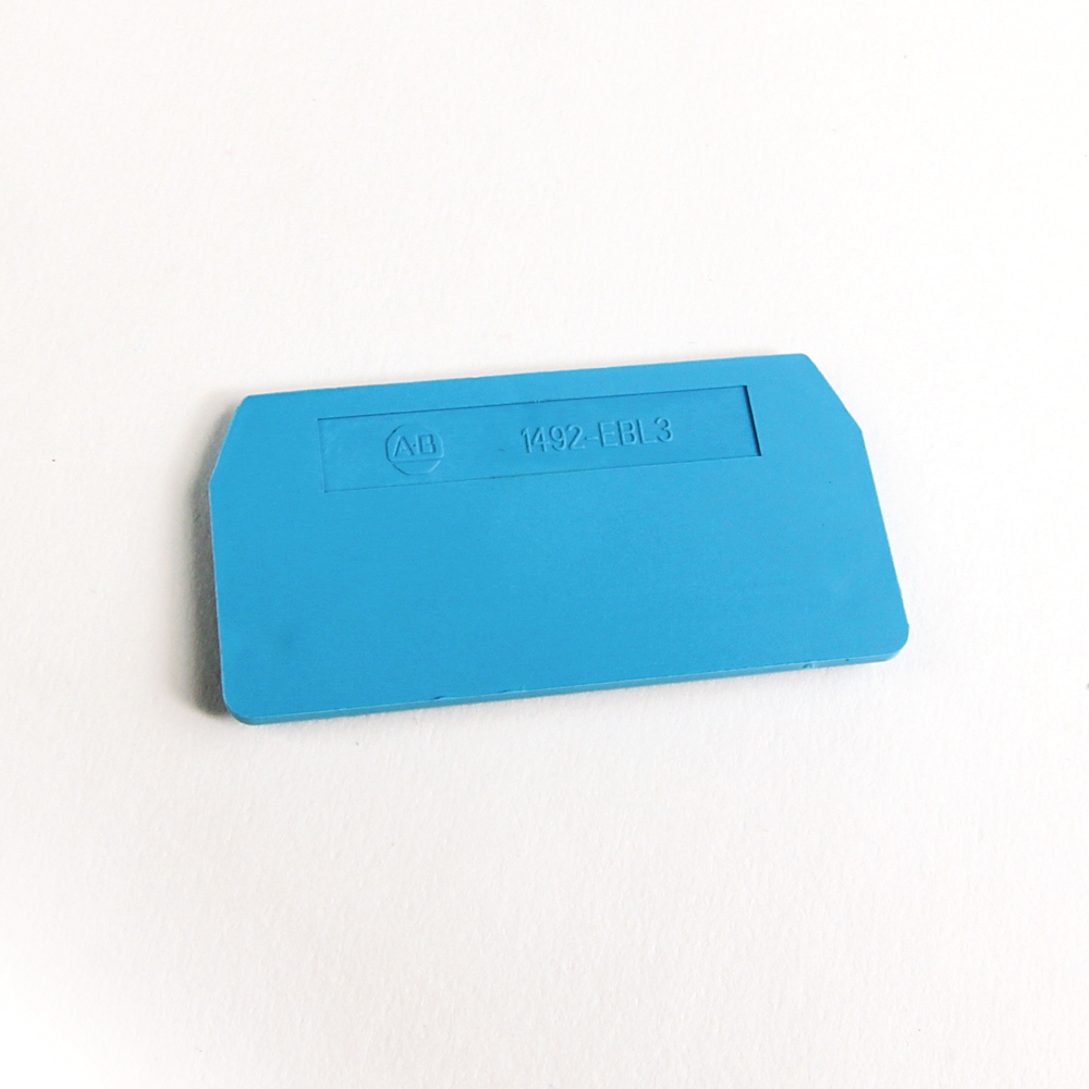 Product image for Barrier end for spring clamp terminal block blue 0.08x1.15x2.34"