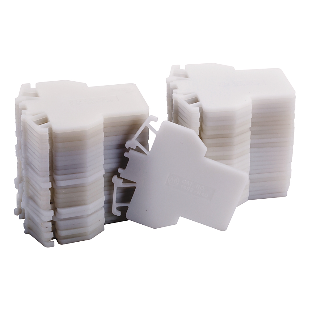 Product image for Barrier end for high density terminal block white 0.11x2.61x3.03"