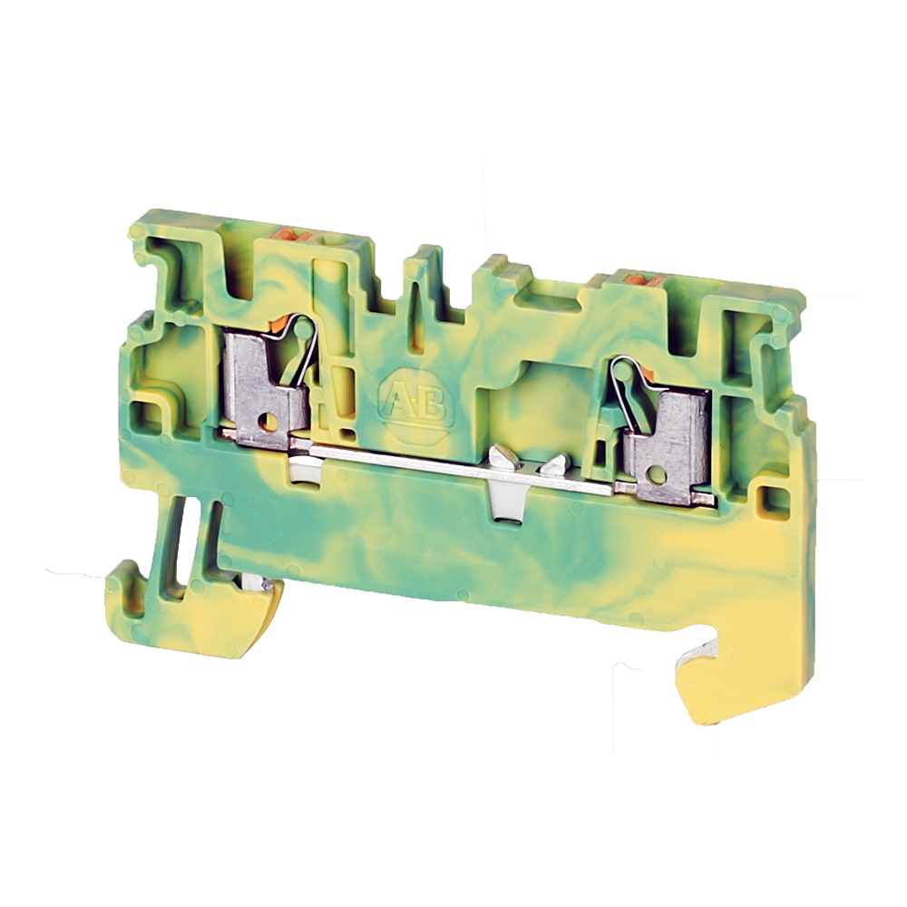 Product image for ABRA 1492-PG2 TERMINAL BLOCK IEC GROUND FEED THROUGH PUSH IN 1.5MM GREEN/YELLOW