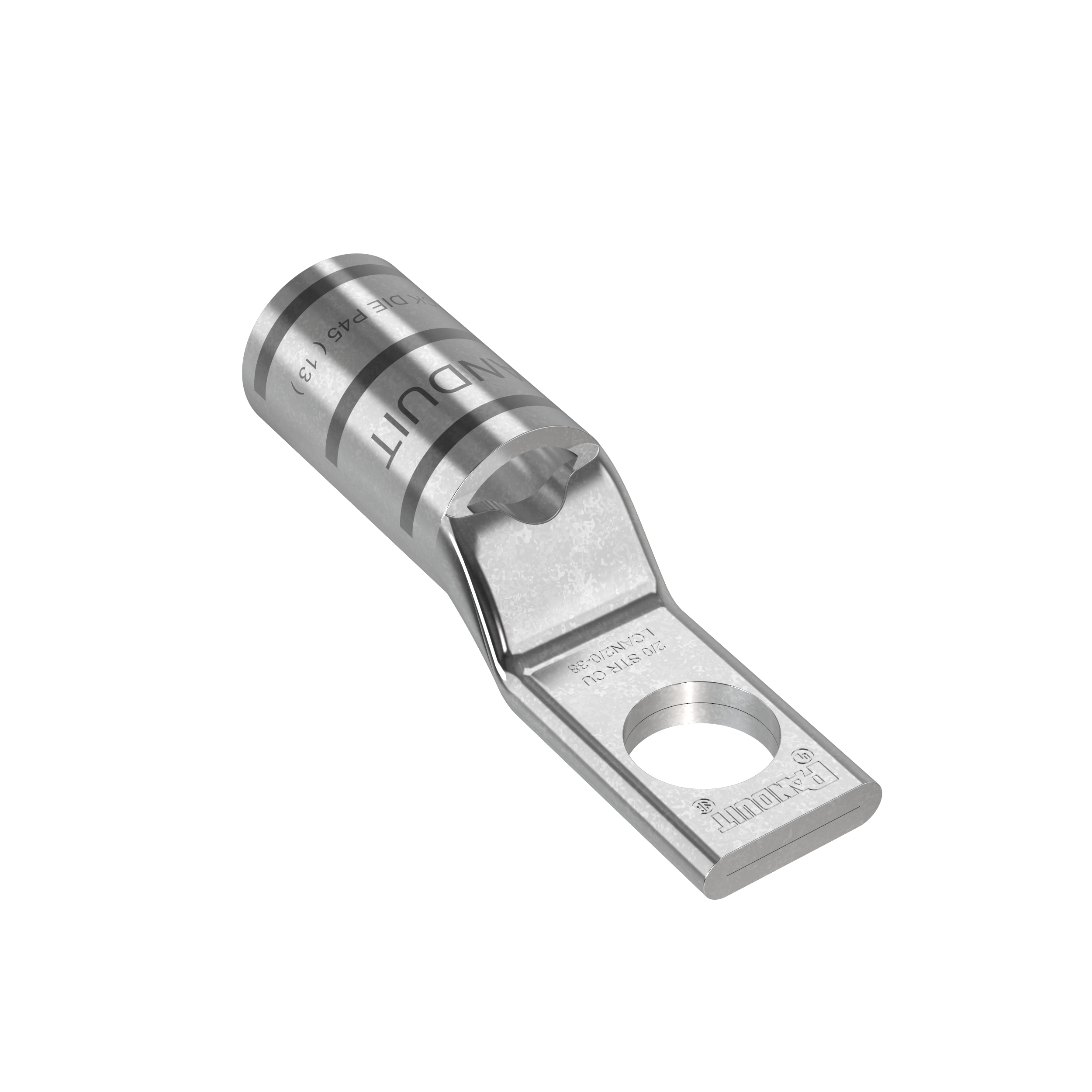 Product image for Pan-Lug™ LCAN2/0-38-X Comp. Lug, 2/0, Narrow, Tin Plt Copper, Strt, 3/8" Stud