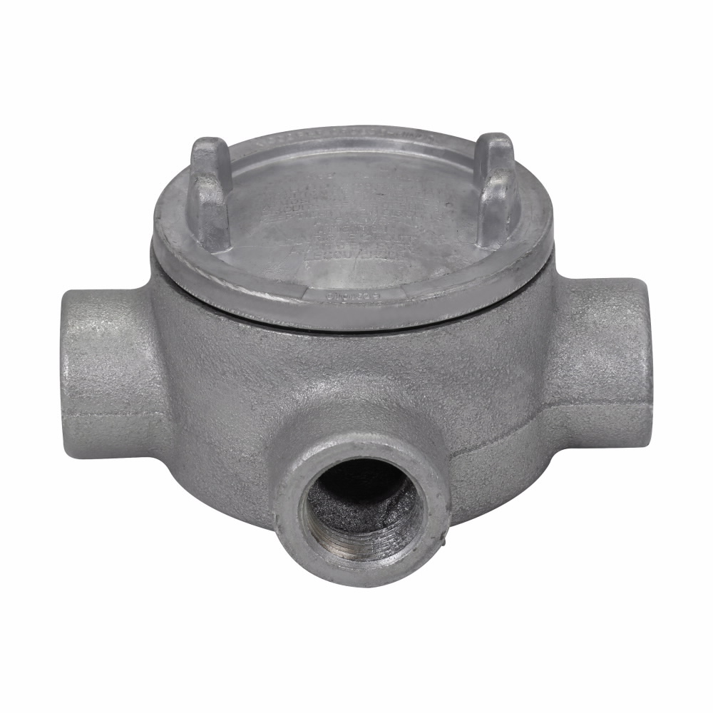 Product image for CROUSE_HINDS GUAX26 SA BOX CONDU OUTLET 3"DIA 4HOLE X TYPE 3/4"HUB ALUMINUM CONDULET W/ COVER N3 N4