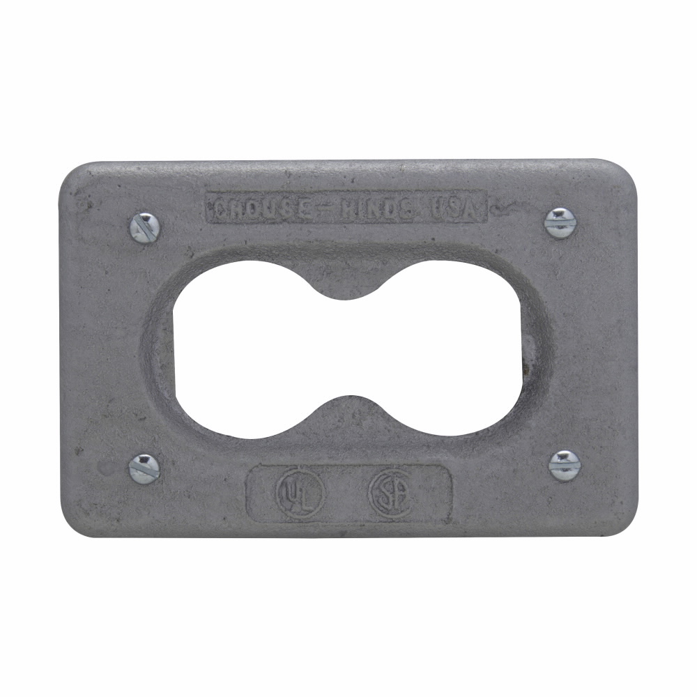 Product image for CROUSE_HINDS DS23G COVER RECEPTACLE 2H 1GANG IRON ALLOY F/ CAST CONDULET BOX W/ GASKET FOR DUPLEX RECEPTACLES