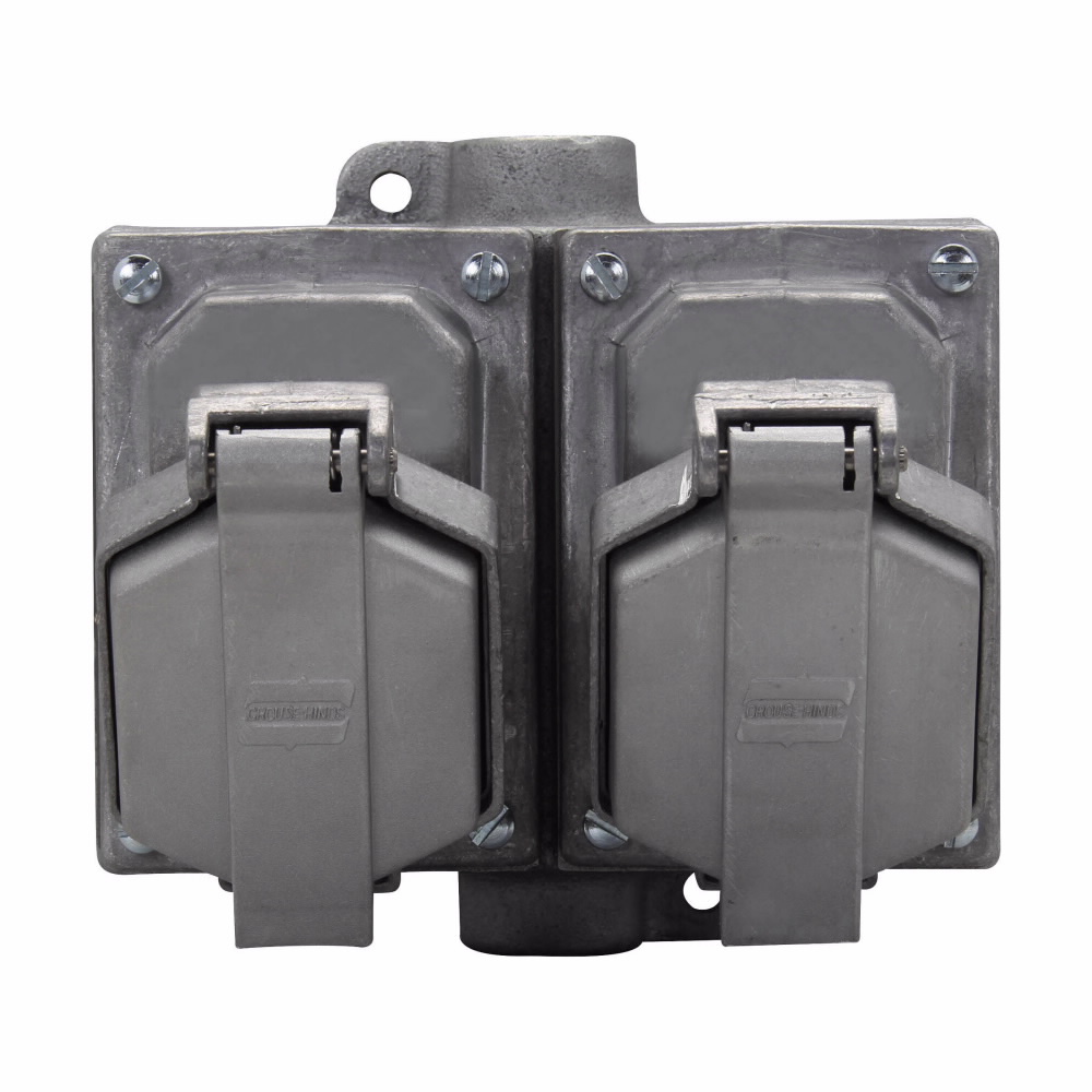 Product image for 20A 125V THRU DL GANG RCPT ASSY 3/4
