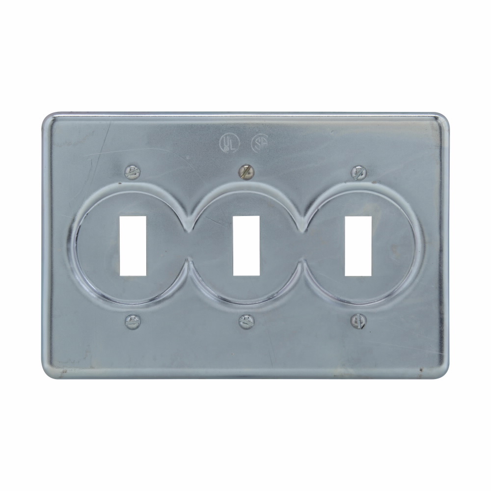Product image for CROUSE_HINDS S323 COVER SWITCH 3GANG STEEL FOR FS FD CONDULET CAST DEVICE BOX F/ 3SINGLE SWITCH SURFACE MOUNT
