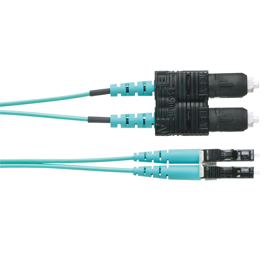 Product image for Patchcord 2-fibre OM3 LC-SC OFNR jacket aqua 1m