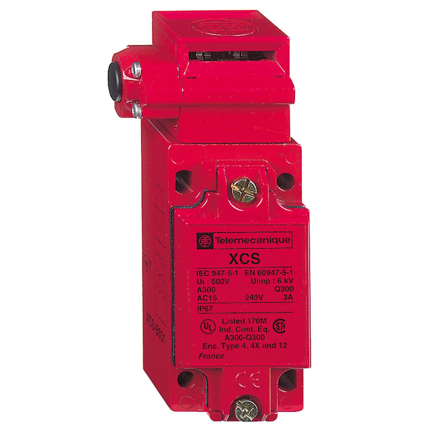 Product image for SAFETY SWITCH, TELEMECANIQUE SAFETY SWITCHES XCS, METAL XCSB, 2 NC + 1 NO, SLOW BREAK, 1 ENTRY TAPPED 1/2" NPT